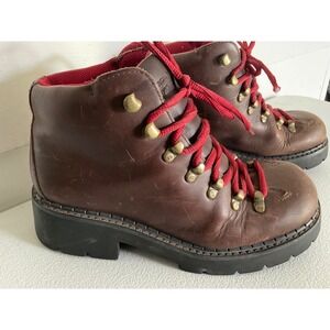 Vintage American Eagle Womens Shoes SZ 8 Chunky Boots Y2K Brown Suede Leather